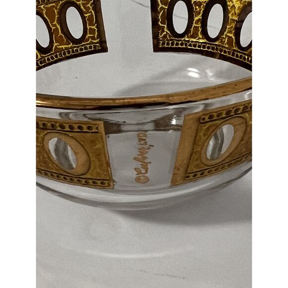 Vtg Culver Gold Antigua Glass Bowl Crackled MCM 5” Snack Trinket Candy Dish - Picture 6 of 16